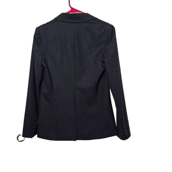 Theory Womens Wide Lapel Two Button Blazer Jacket Sz 8 Black Wool Blend Capsule - Picture 2 of 13